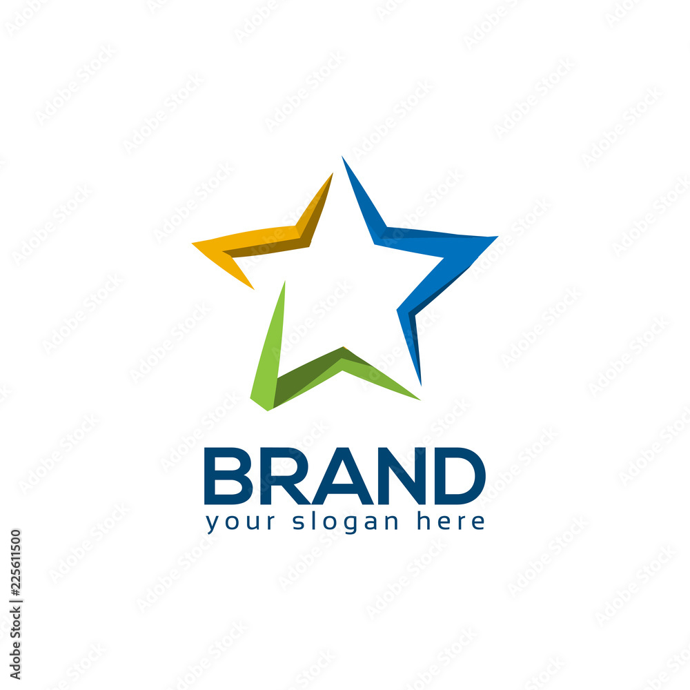 Colorful star logo template on white background Colorful star logo template on white background