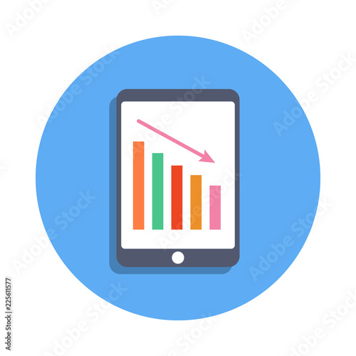 financial slump in the tablet colored icon in badge style. One of Banking collection icon can be used for UI, UX