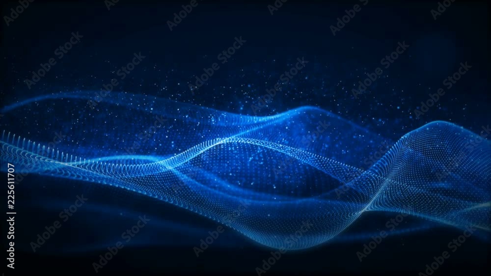 Digital blue particles wave with light motion abstract background Digital blue particles wave with light motion abstract background