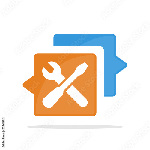 Vector icon illustration with the concept of communicating and sharing information about repair services, setting services