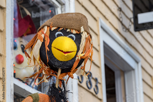 scarecrow of a cartoon crow, mahone bay, scarecrow festival