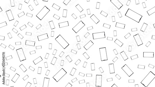 Texture, seamless pattern of modern trendy beautiful glossy expensive smart realistic isometric surround smartphones, mobile phones, touchscreen devices. The background