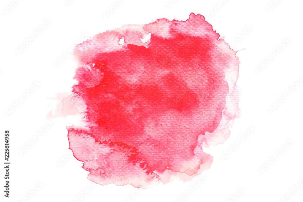 Abstract Red Watercolor Splashing, Hand Paint On Paper.