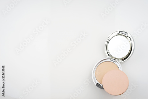 Creative arrangement of cosmetics. Top view or flat lay.