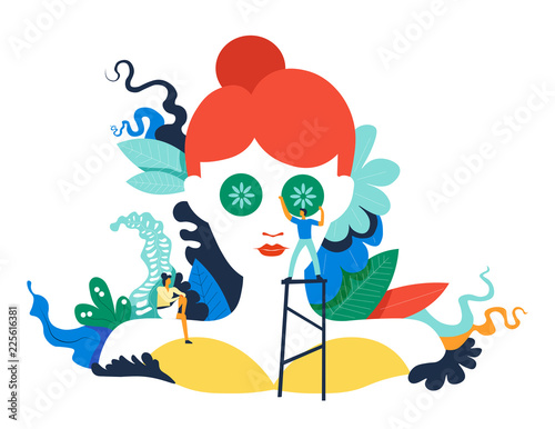 Beauty salon spa procedures made by specialists vector