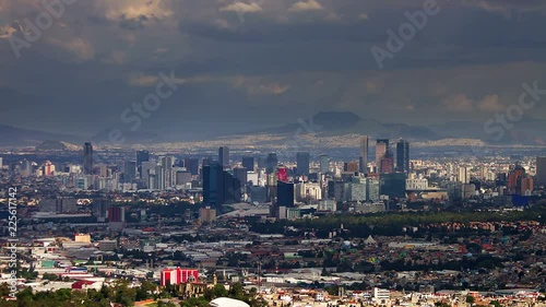 Stunning Panoramic View Of Mexico City In A Cloudy Day. TIMELAPSE 