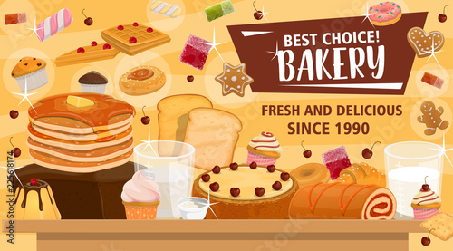 Bakery banner for pastry products or confectionery