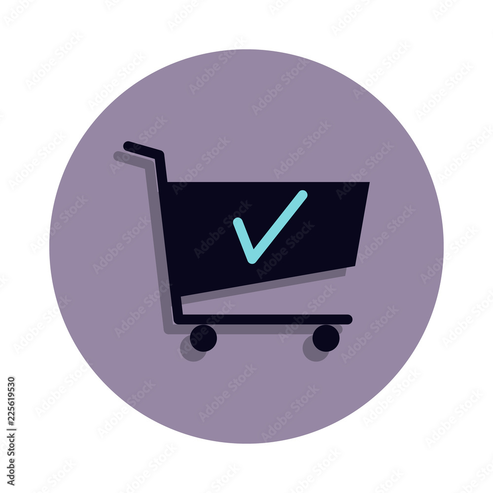 shopping trolley and tick icon in badge style. One of web collection icon can be used for UI, UX shopping trolley and tick icon in badge style. One of web collection icon can be used for UI, UX