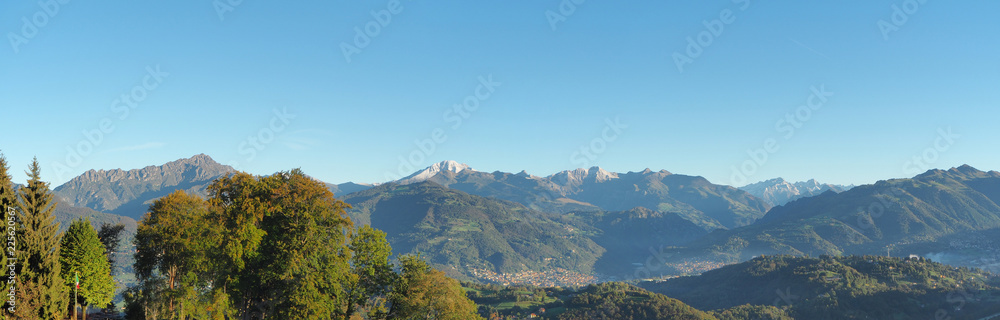 Wonderful landscape at Orobie Alps and Valle Seriana from Altino. Albino, Bergamo, Italy