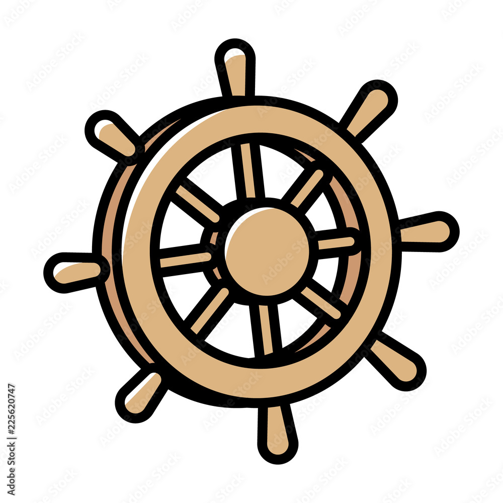 Cartoon Ship Steering Wheel Stock Vector | Adobe Stock