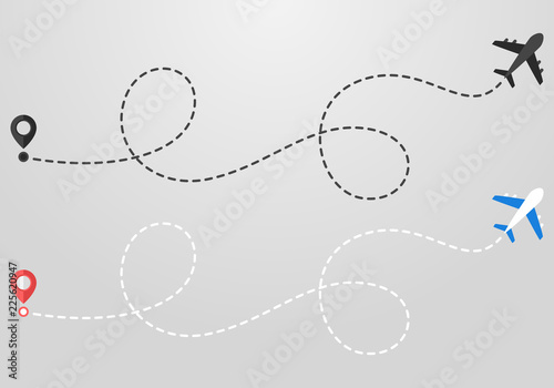 Plane and track icon on a white background