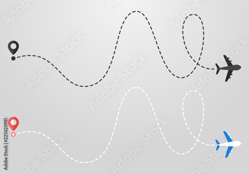 Plane and track icon on a white background
