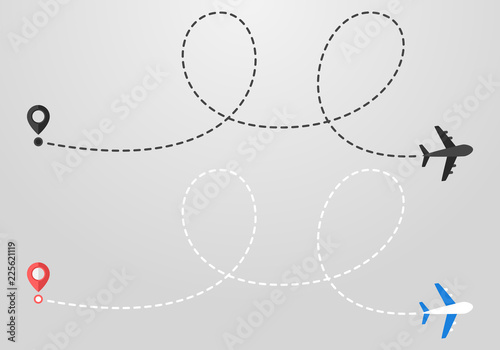Plane and track icon on a white background
