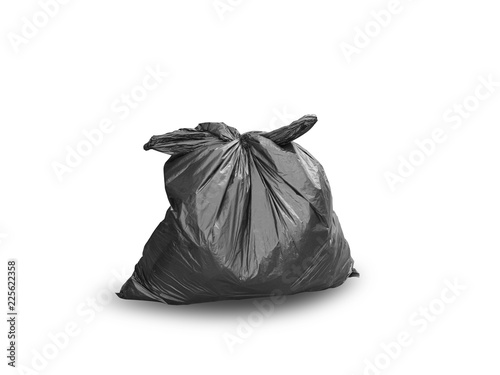 Black garbage bag isolated on white background. This has clipping path. © naiauss