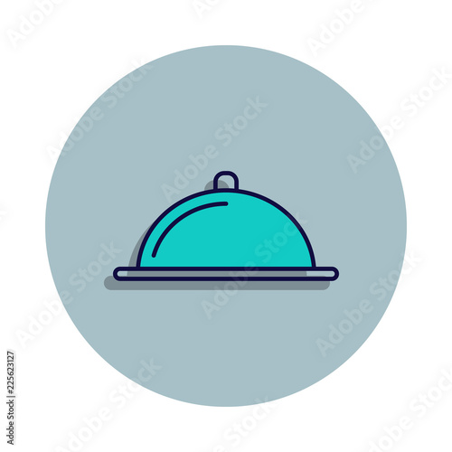 restaurant tray icon in badge style. One of web collection icon can be used for UI, UX