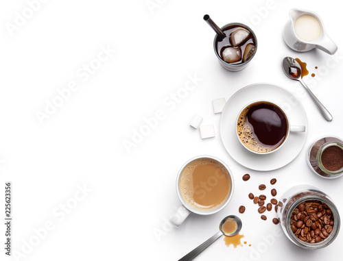 Different types of coffee and ingredients