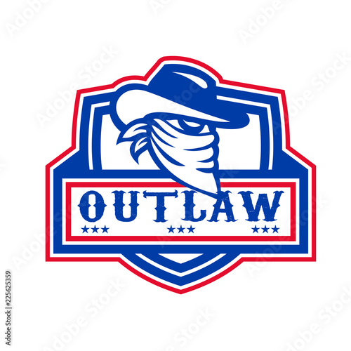 Outlaw Cowboy Mascot Shield