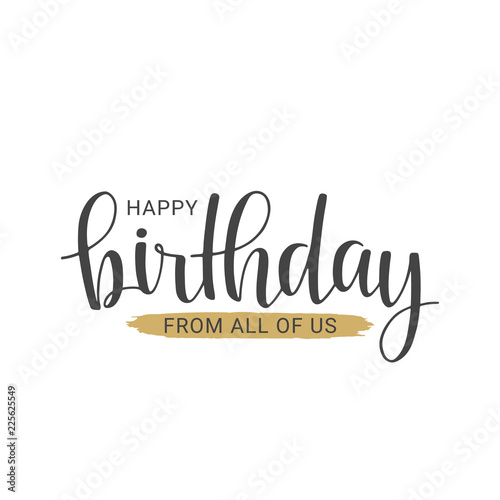 Handwritten lettering of Happy Birthday on white background