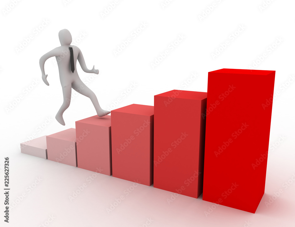 3d businessman run to success 3d businessman run to success