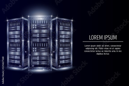 Hosting server vector polygonal art style illustration