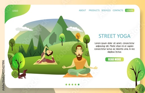 Street yoga landing page website vector template