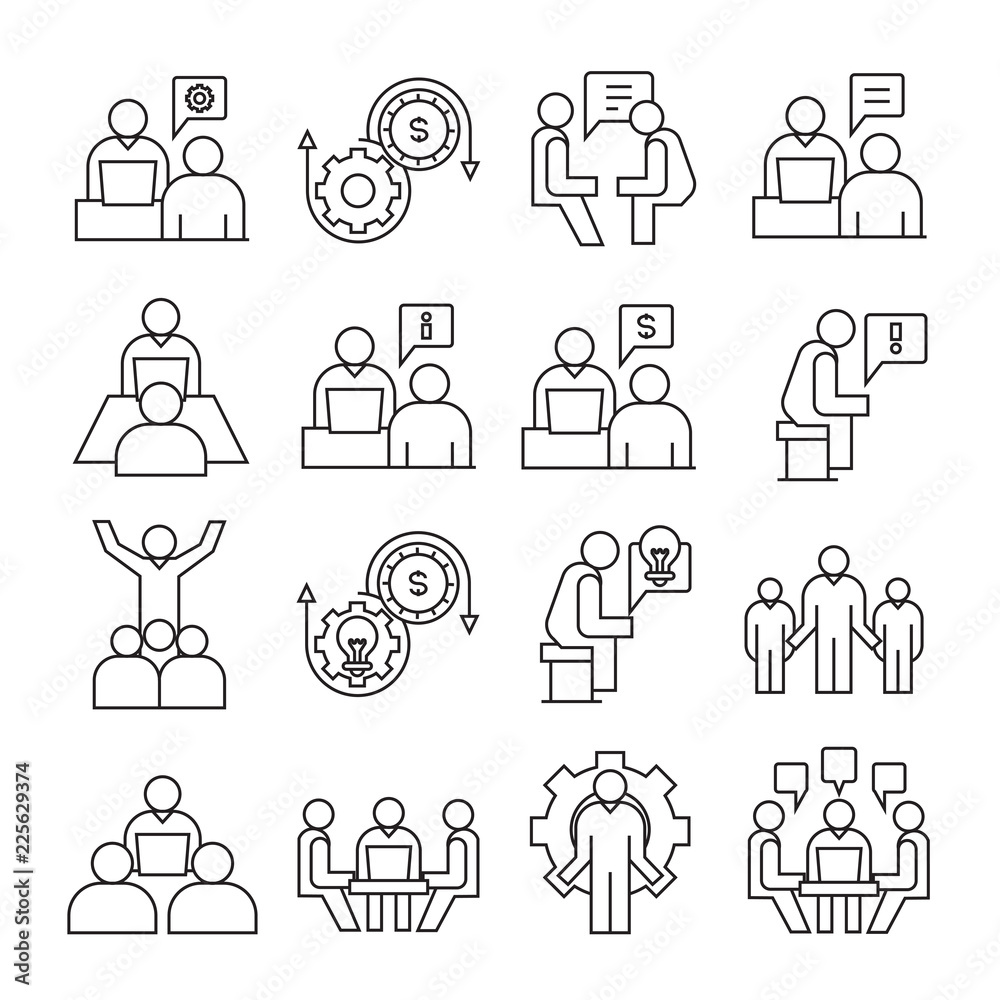 Fototapeta premium business and organization management icons, line theme