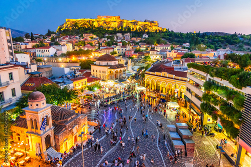 Athens, Greece -  Monastiraki Square and Acropolis photo