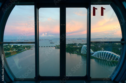 View from a cabin of Singapore Flyer - the second largest Ferris Wheel in the World.