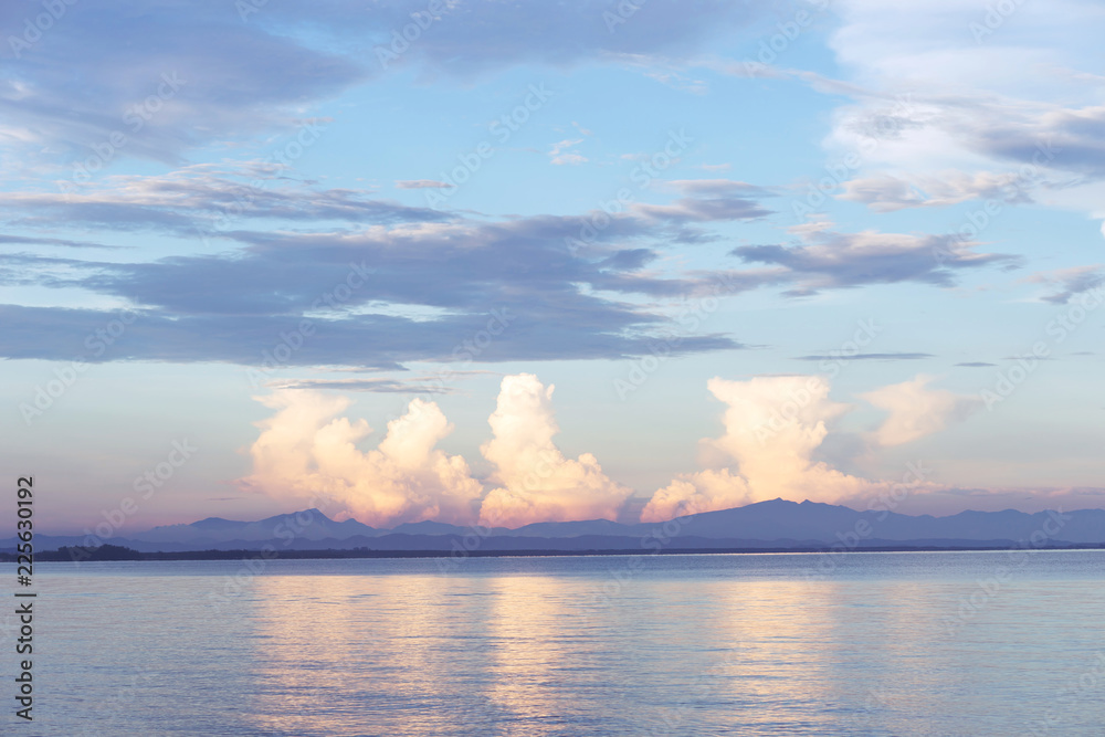 Beautiful seascape Sunset the sea composition of nature twilight. Vacation holiday concept background wallpaper. sky cloud background. Beautiful seascape Sunset the sea composition of nature twilight. Vacation holiday concept background wallpaper. sky cloud background.