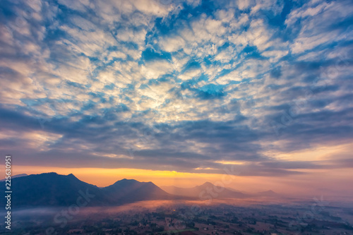 Landscape lot of fog Phu Thok Mountain at Chiang Khan ,Loei Province in Thailand.