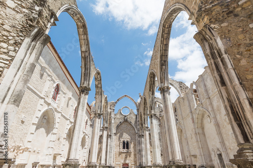 Ruins of the Gothic Church of Our Lady of Mount Carmel (Igreja do Carmo), destroyed by an earthquake in 1755,  Lisbon, Portugal photo