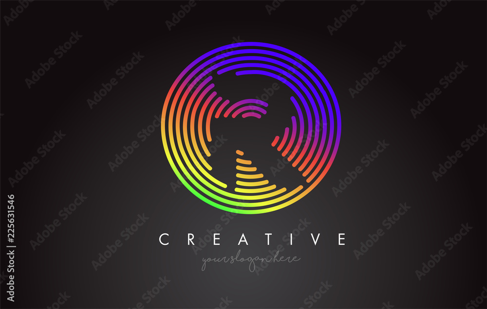 R Letter Logo Design with Colorful Rainbow Circular Shapes. Vibrant Letter Logo. R Letter Logo Design with Colorful Rainbow Circular Shapes. Vibrant Letter Logo.