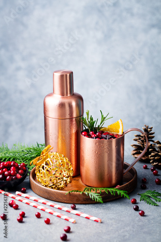 Canvas Print Moscow mule cocktail set, Christmas and New Year holiday drink