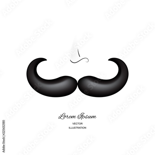Curly black vintage mustache, moustache or whisker