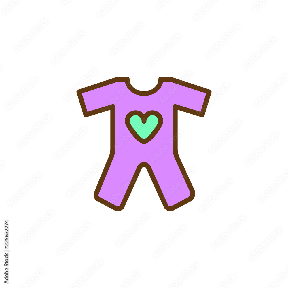 Obraz premium Sleep pajamas filled outline icon, line vector sign, linear colorful pictogram isolated on white. Baby clothes symbol, logo illustration. Pixel perfect vector graphics