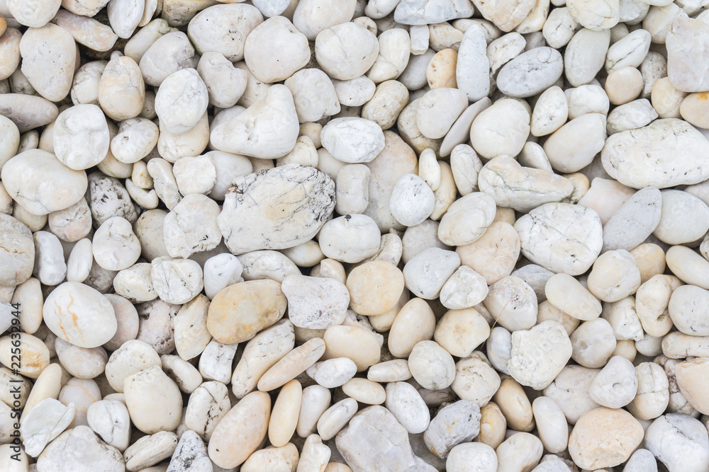 White pebbles stone texture and background 