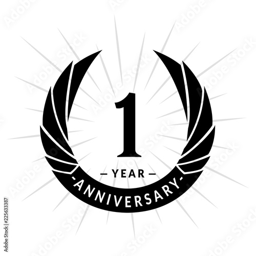 1 year anniversary. Elegant anniversary design. 1 year logo. 