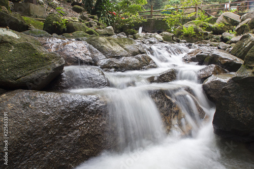 small waterfalls in tropical forest.