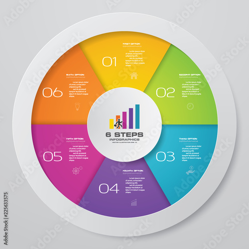 6 steps cycle chart infographics elements. EPS 10.