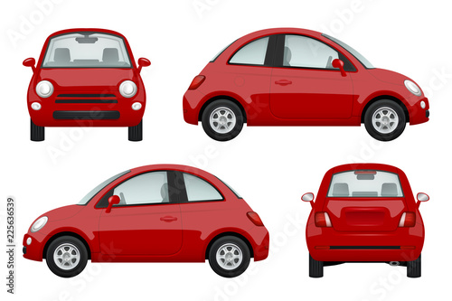 Colored cars. Various realistic illustrations of cars. Transport auto microcar vector photo
