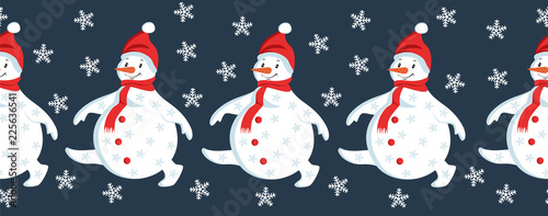 Christmas snowman. seamless pattern