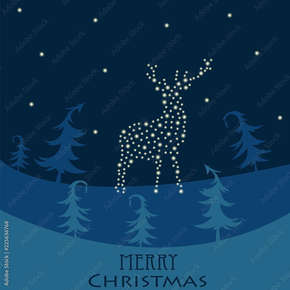 reindeer. Christmas deer at the North pole. vector illustration