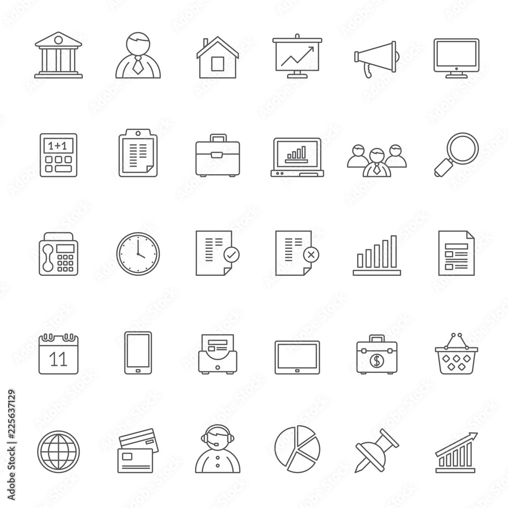 Line Business, Office and Finance Icons 1 - Vector Icon Set