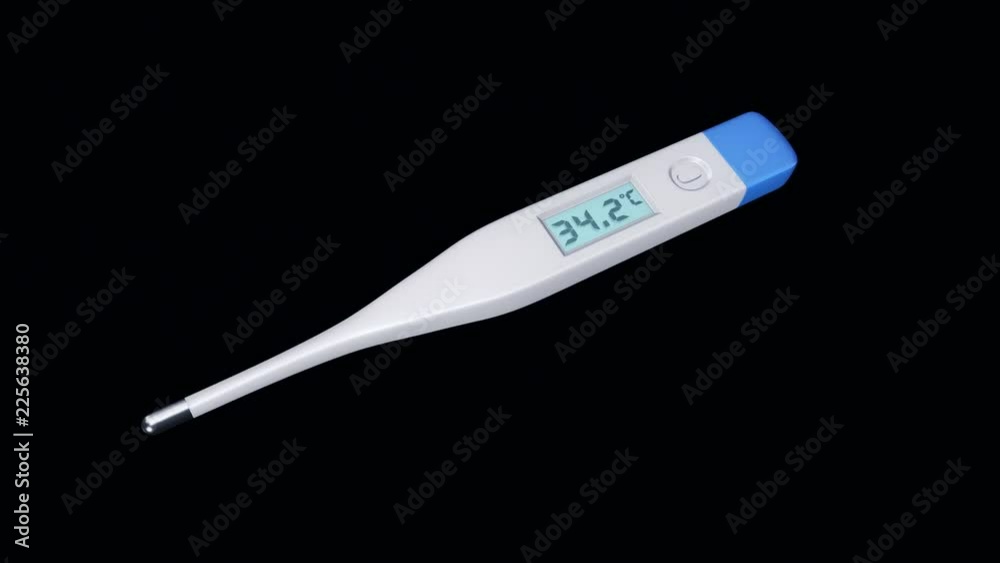 Animation of growth or down temperature in thermometer. Animation of seamless loop.