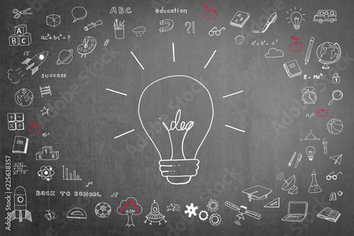Idea light bulb doodle creative thinking on education success