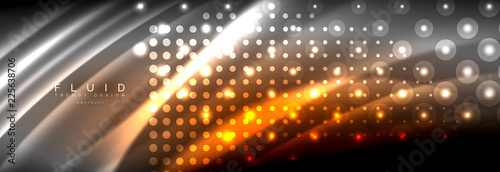 Liquid neon flowing waves, glowing light lines background