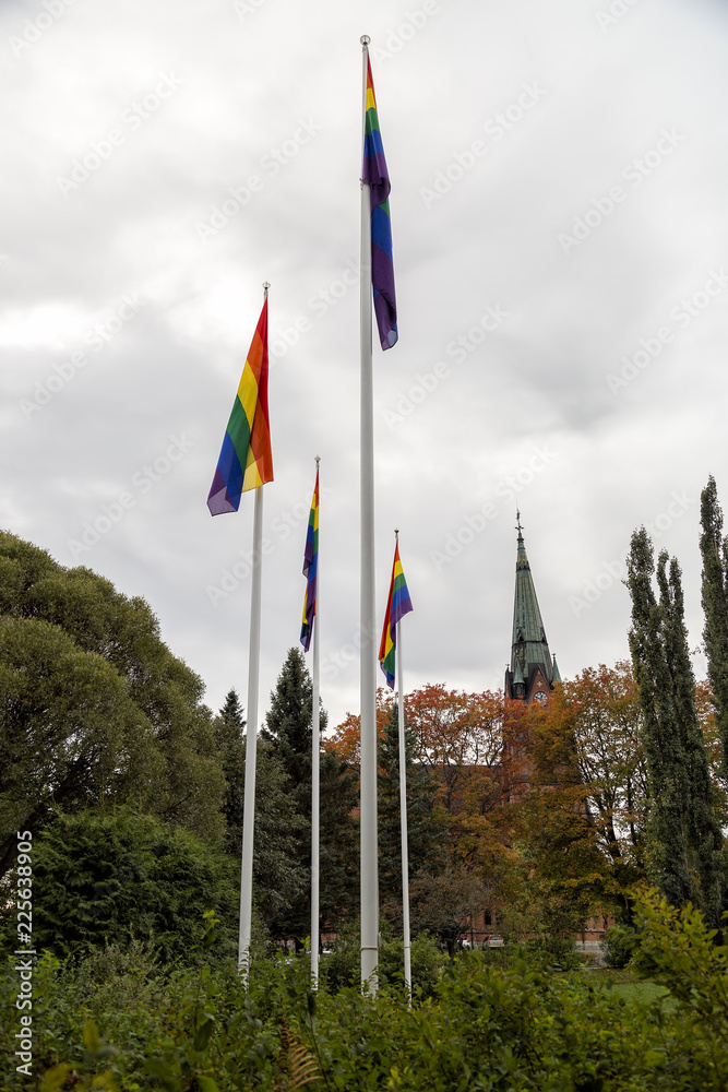 LGBT Pride Flag infront of Church