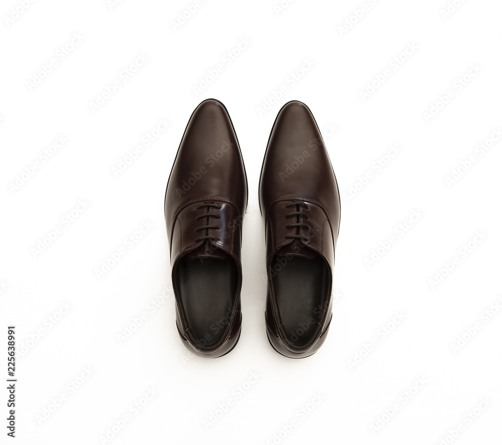 Men’s dress shoes isolated on white background. top view Men’s dress shoes isolated on white background. top view