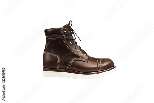 Brown boot isolated on a white background.