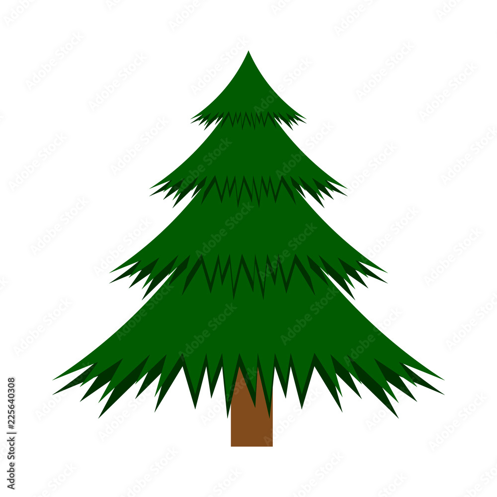 Obraz premium Vector Christmas tree on a white background. Icon